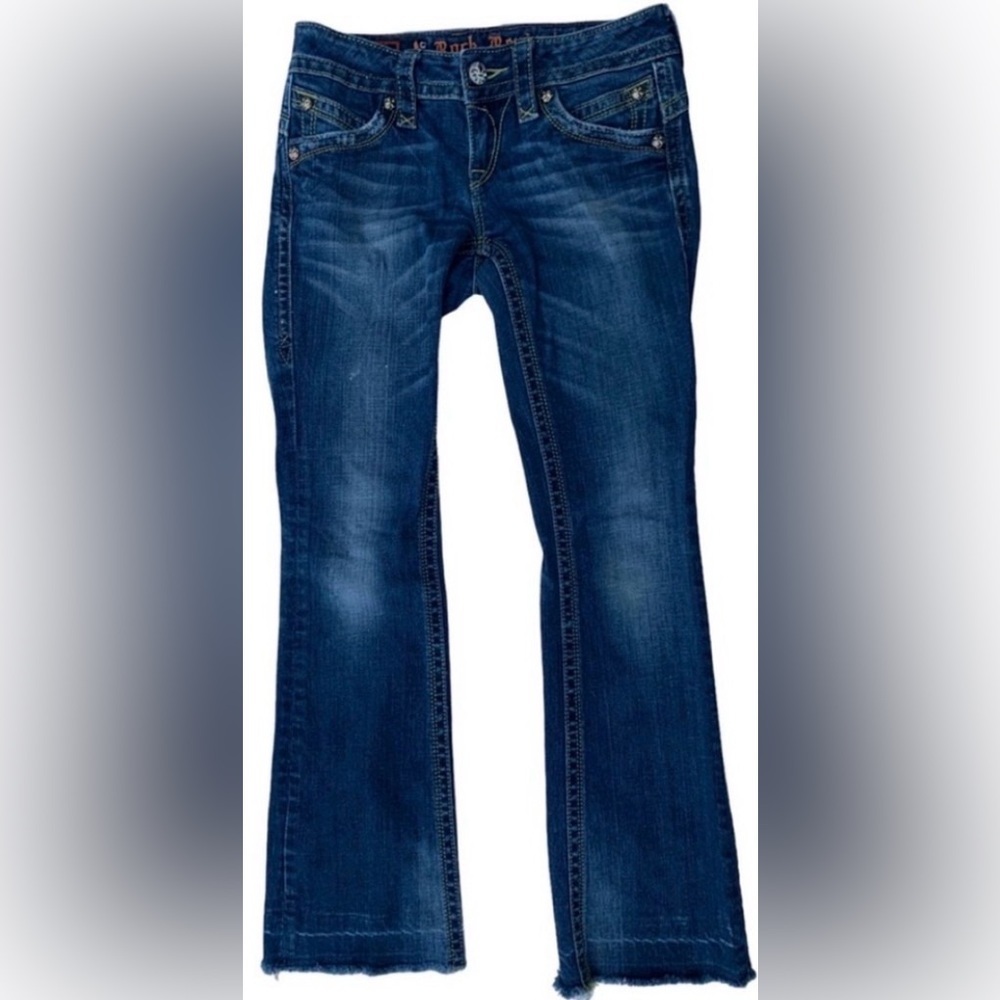 Rock Revival Gwen Bootcut Jeans Sz27 Low Rise Embroidered Pockets